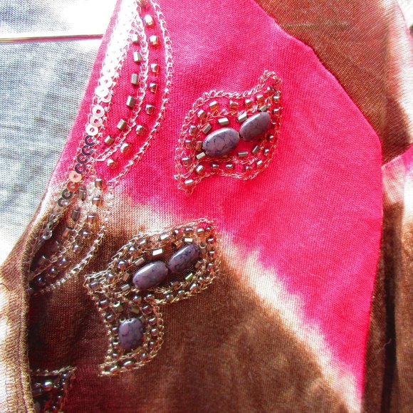 INC Pink & Brown Tie Dye Tunic w/ Bead Accents 2X - Picture 5 of 11